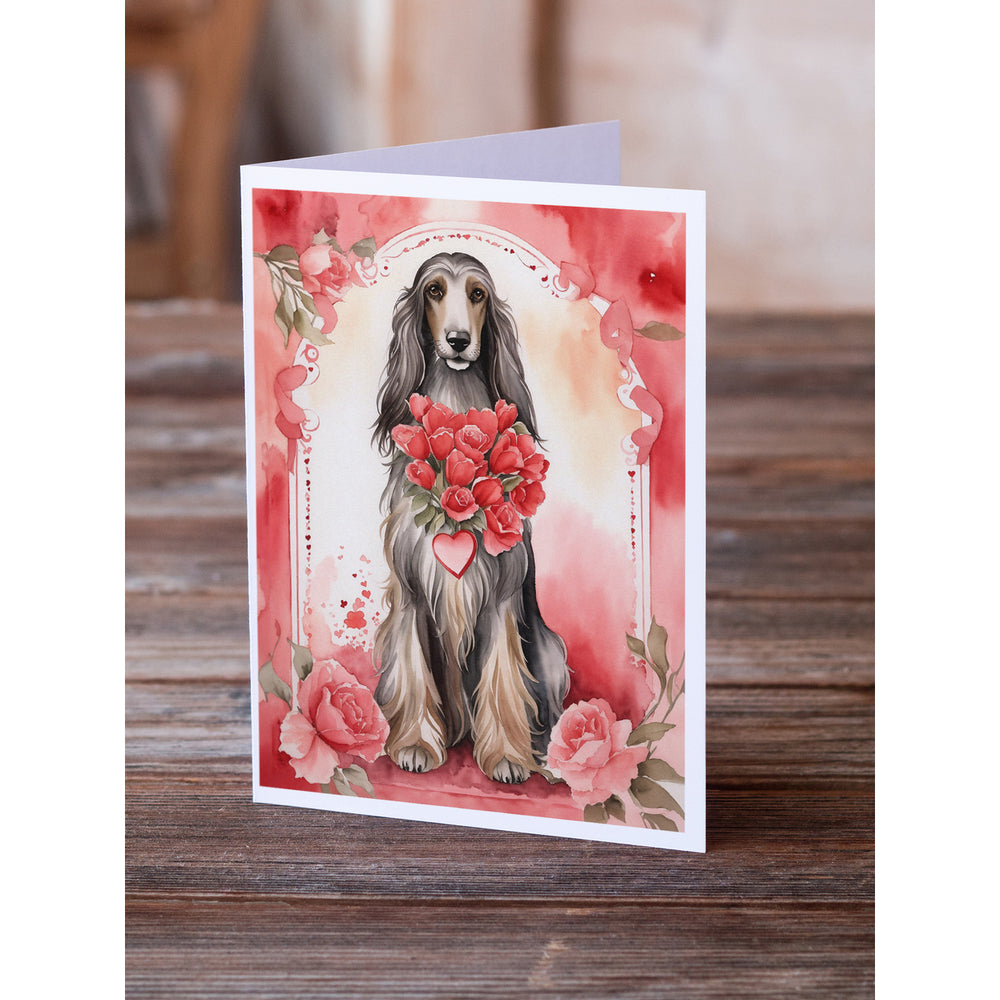 Afghan Hound Valentine Roses Greeting Cards Pack of 8 Image 2