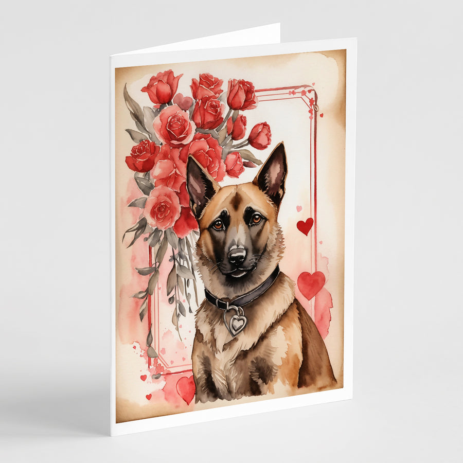 Belgian Malinois Valentine Roses Greeting Cards Pack of 8 Image 1