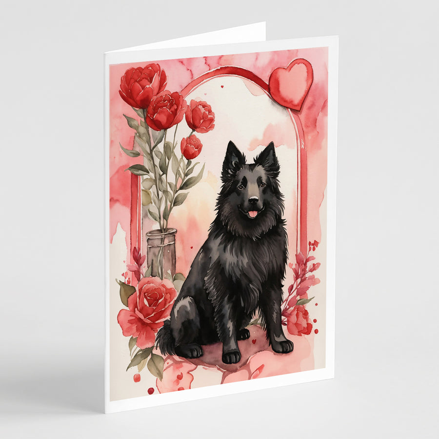 Belgian Sheepdog Valentine Roses Greeting Cards Pack of 8 Image 1