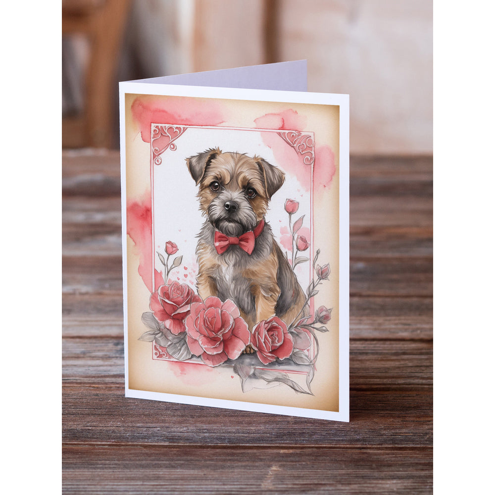 Border Terrier Valentine Roses Greeting Cards Pack of 8 Image 2