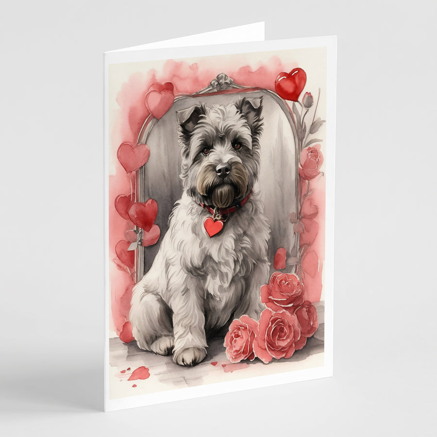 Bouvier des Flandres Valentine Roses Greeting Cards Pack of 8 Image 1