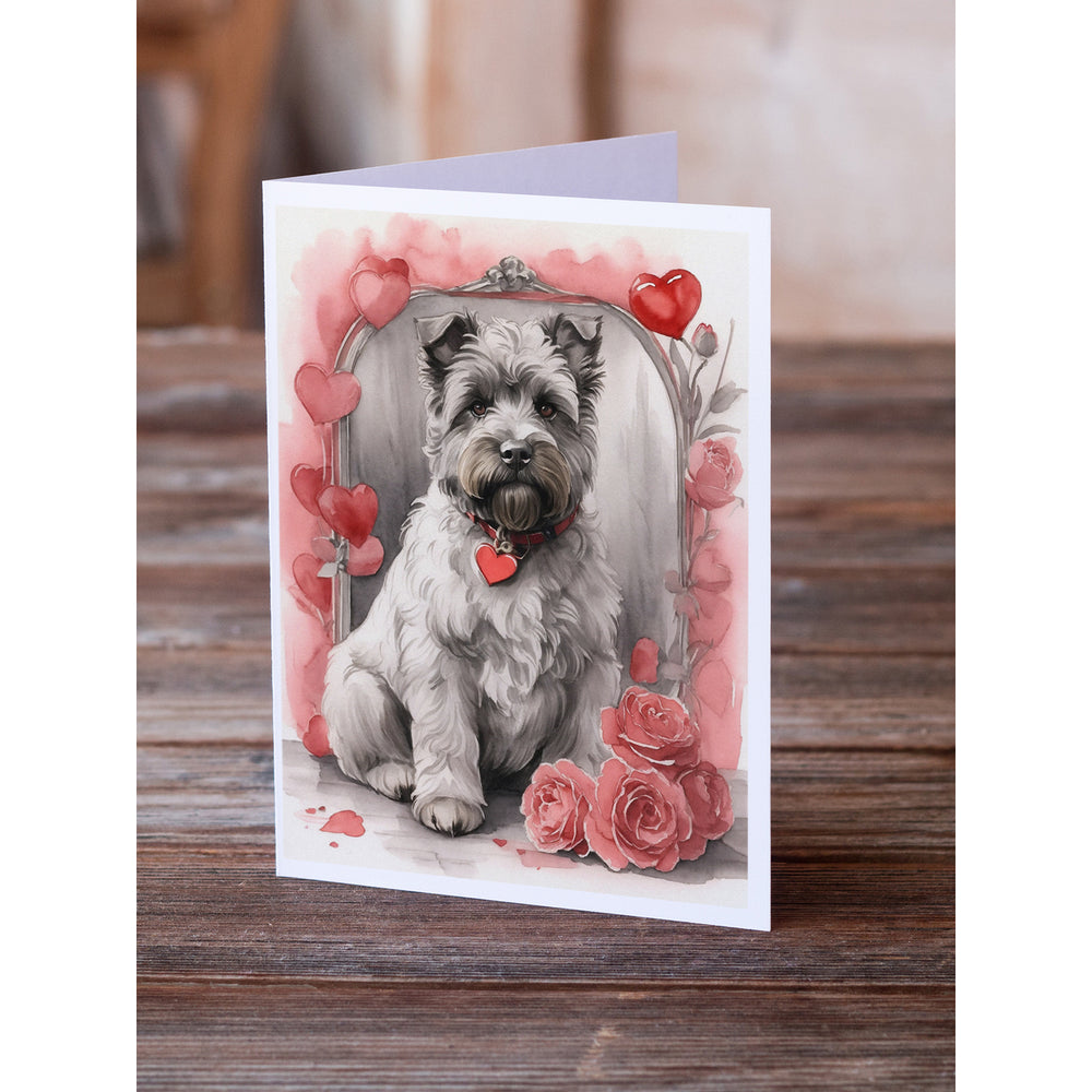 Bouvier des Flandres Valentine Roses Greeting Cards Pack of 8 Image 2
