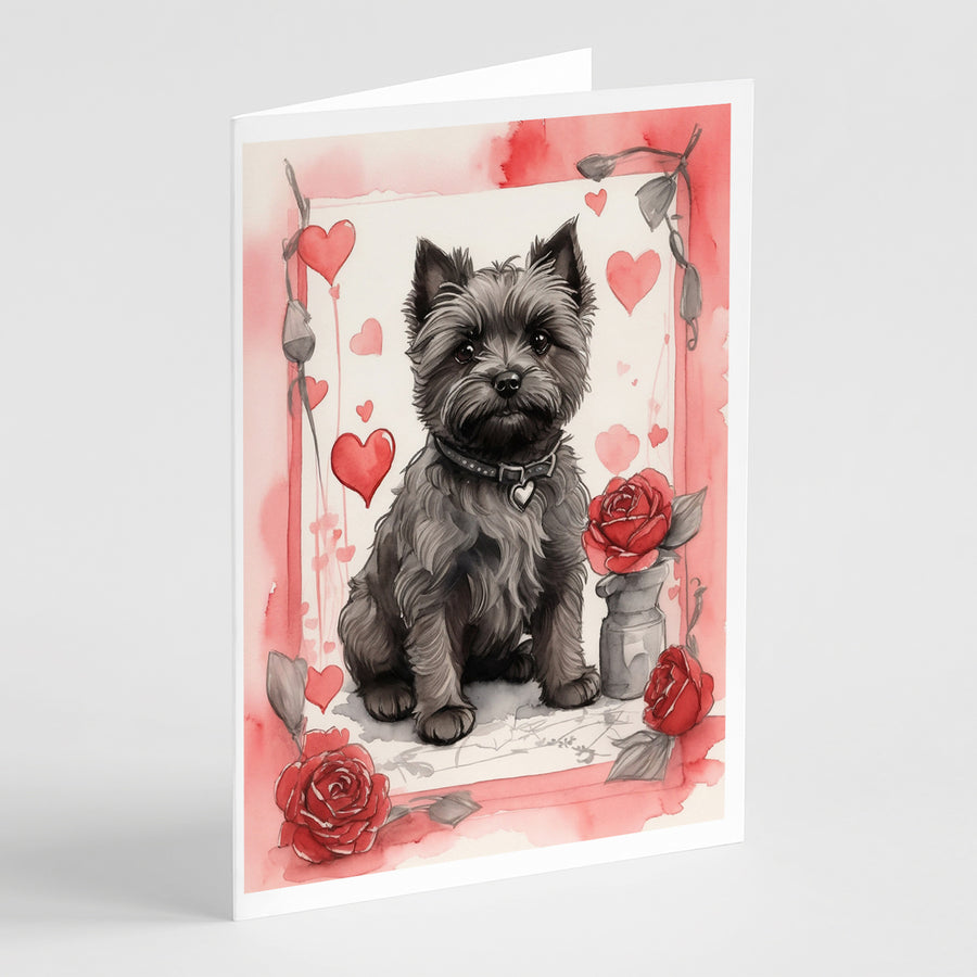 Cairn Terrier Valentine Roses Greeting Cards Pack of 8 Image 1