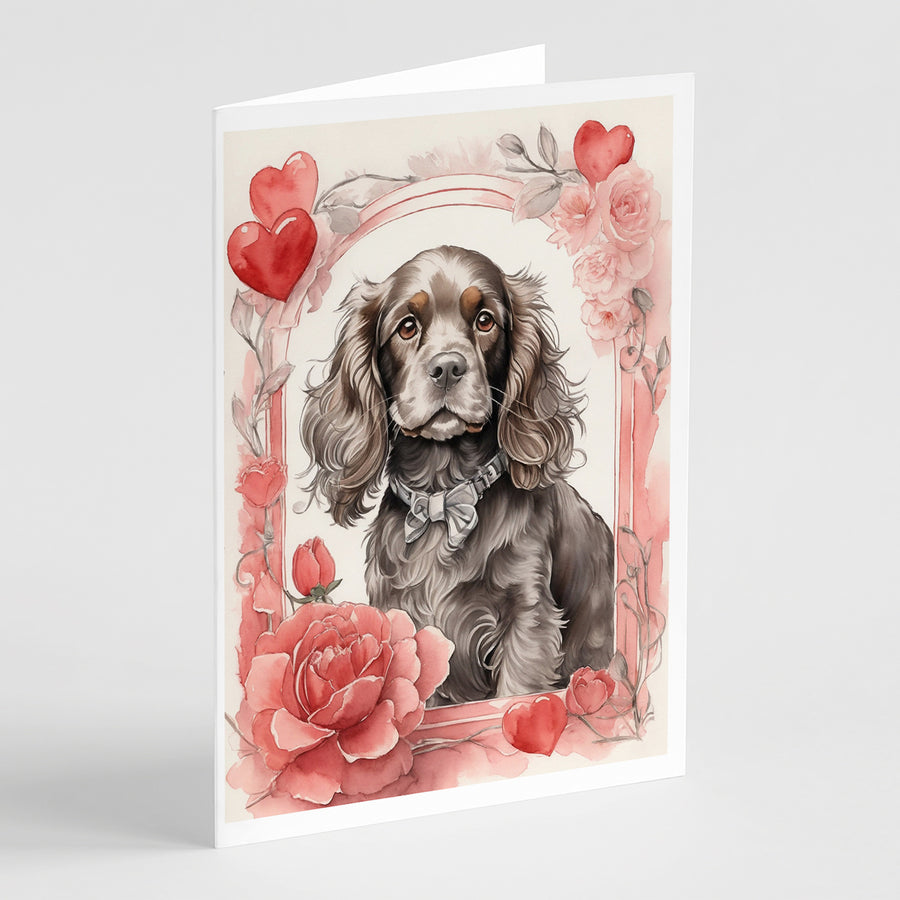 Cocker Spaniel Valentine Roses Greeting Cards Pack of 8 Image 1