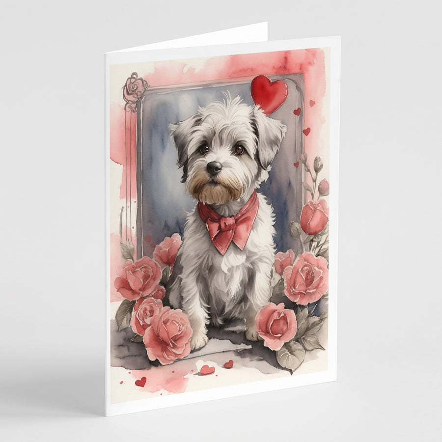 Dandie Dinmont Terrier Valentine Roses Greeting Cards Pack of 8 Image 1