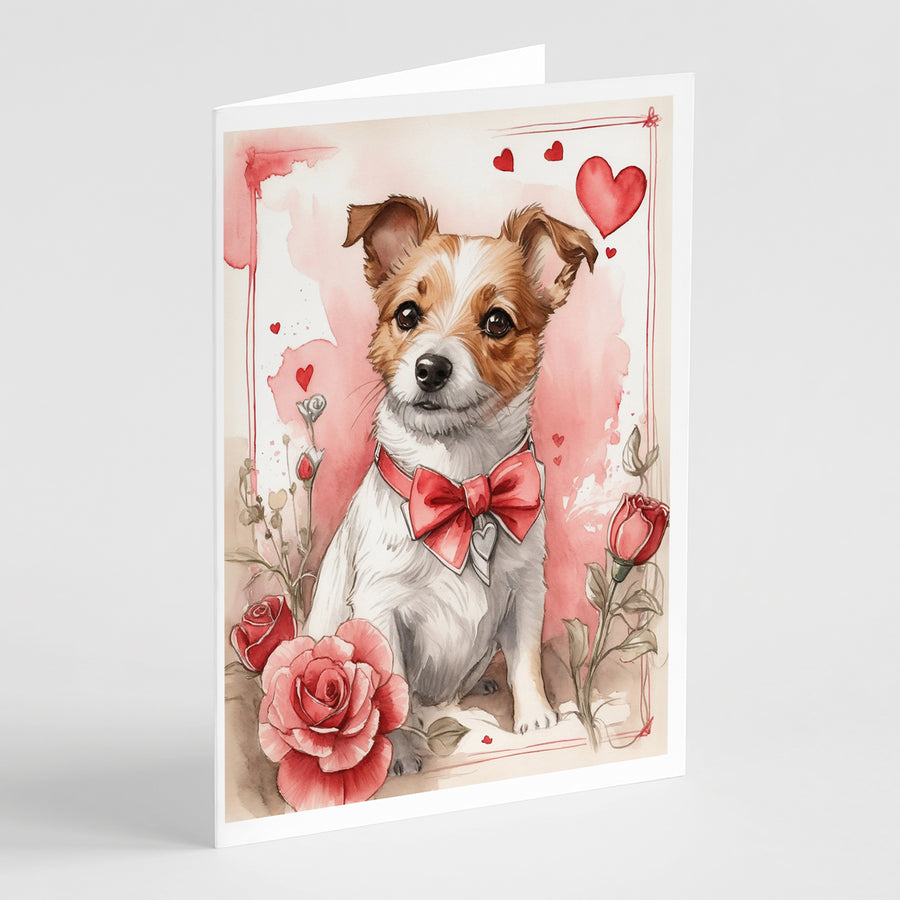 Jack Russell Terrier Valentine Roses Greeting Cards Pack of 8 Image 1