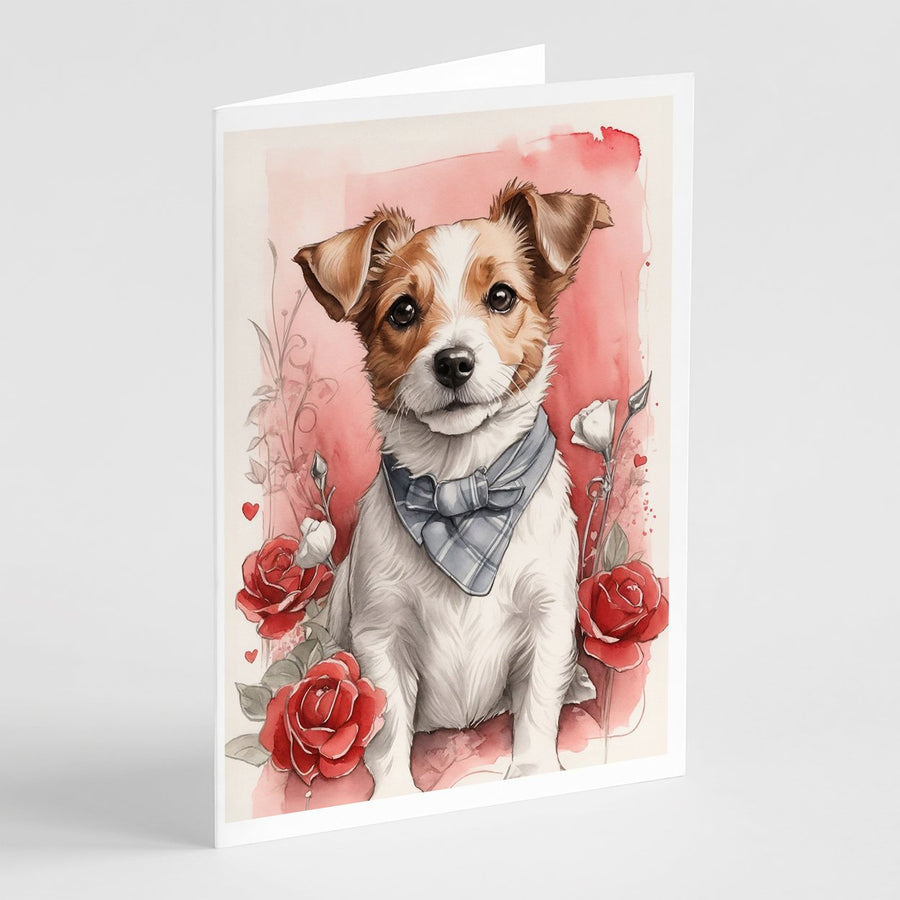 Jack Russell Terrier Valentine Roses Greeting Cards Pack of 8 Image 1