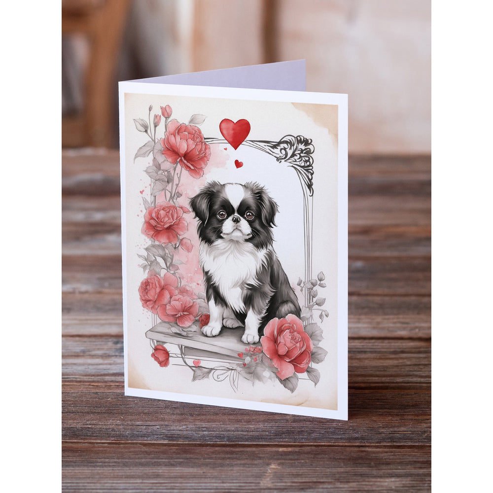 Japanese Chin Valentine Roses Greeting Cards Pack of 8 Image 2