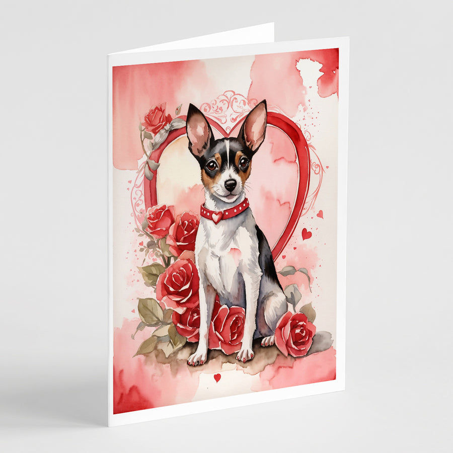 Rat Terrier Valentine Roses Greeting Cards Pack of 8 Image 1