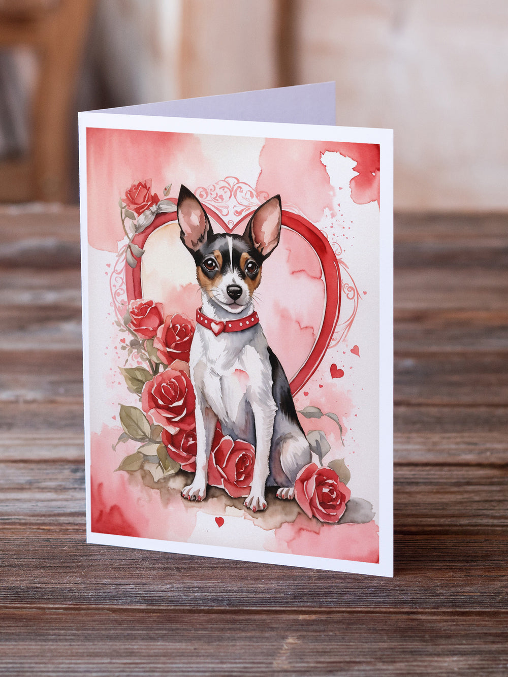 Rat Terrier Valentine Roses Greeting Cards Pack of 8 Image 2