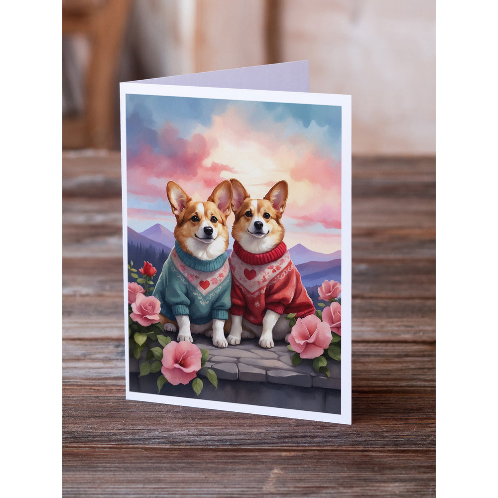 Corgi Two Hearts Greeting Cards Pack of 8 Image 2