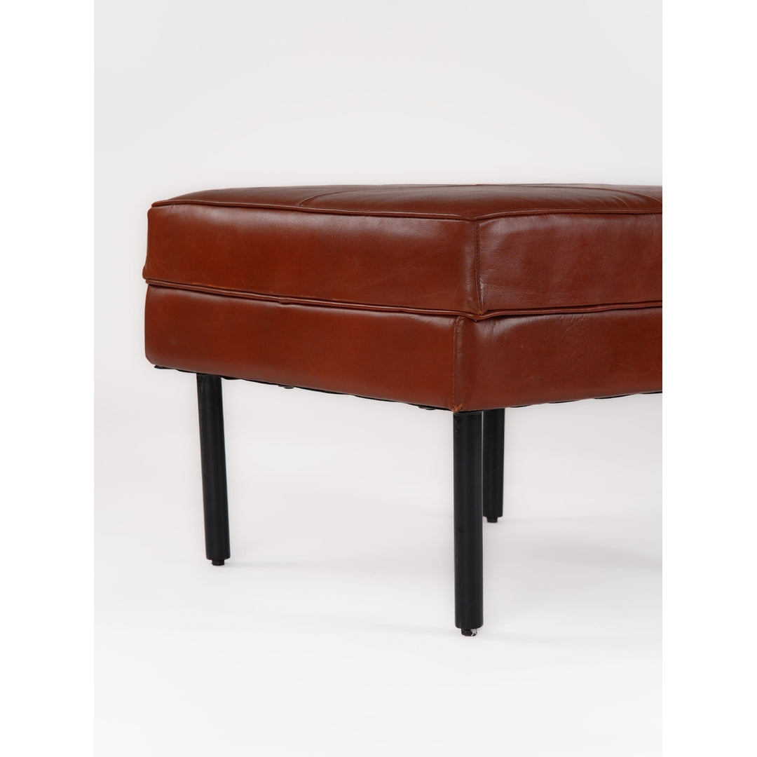 Handmade Eco-Friendly Geometric Buffalo Leather and Iron Square Ottomon Stool 24"x24"x18" From BBH Homes Image 4