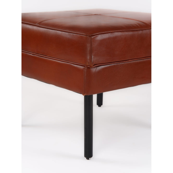 Handmade Eco-Friendly Geometric Buffalo Leather and Iron Square Ottomon Stool 24"x24"x18" From BBH Homes Image 5