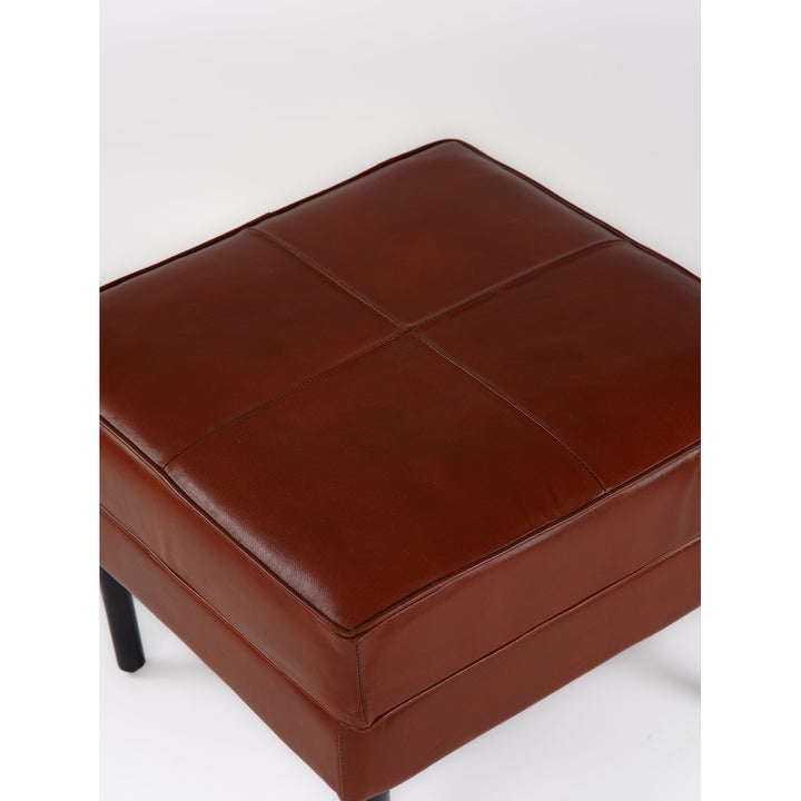 Handmade Eco-Friendly Geometric Buffalo Leather and Iron Square Ottomon Stool 24"x24"x18" From BBH Homes Image 6