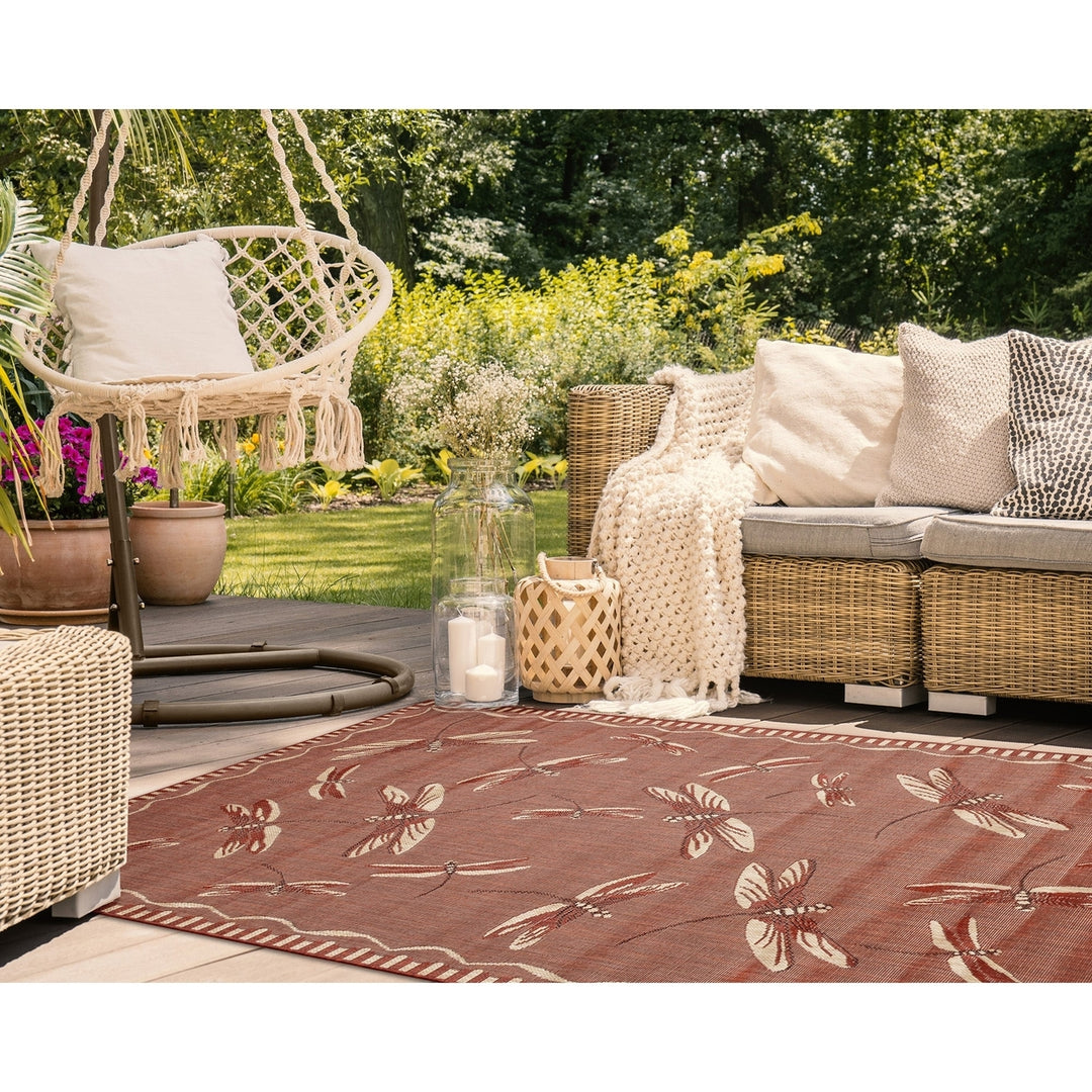 Liora Manne Carmel Dragonfly Indoor Outdoor Area Rug Chili Image 3