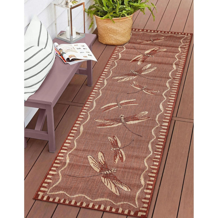 Liora Manne Carmel Dragonfly Indoor Outdoor Area Rug Chili Image 4