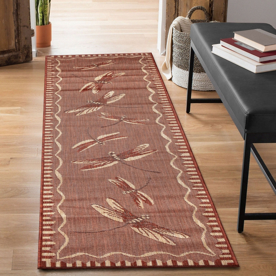 Liora Manne Carmel Dragonfly Indoor Outdoor Area Rug Chili Image 6