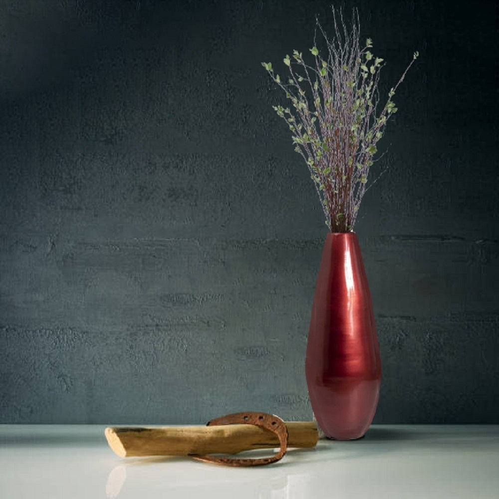 31.5" Spun Bamboo Tall Floor Vase - Sleek Metallic Finish, Elegant Home Decoration, Modern Accent Piece, Living Room Image 2