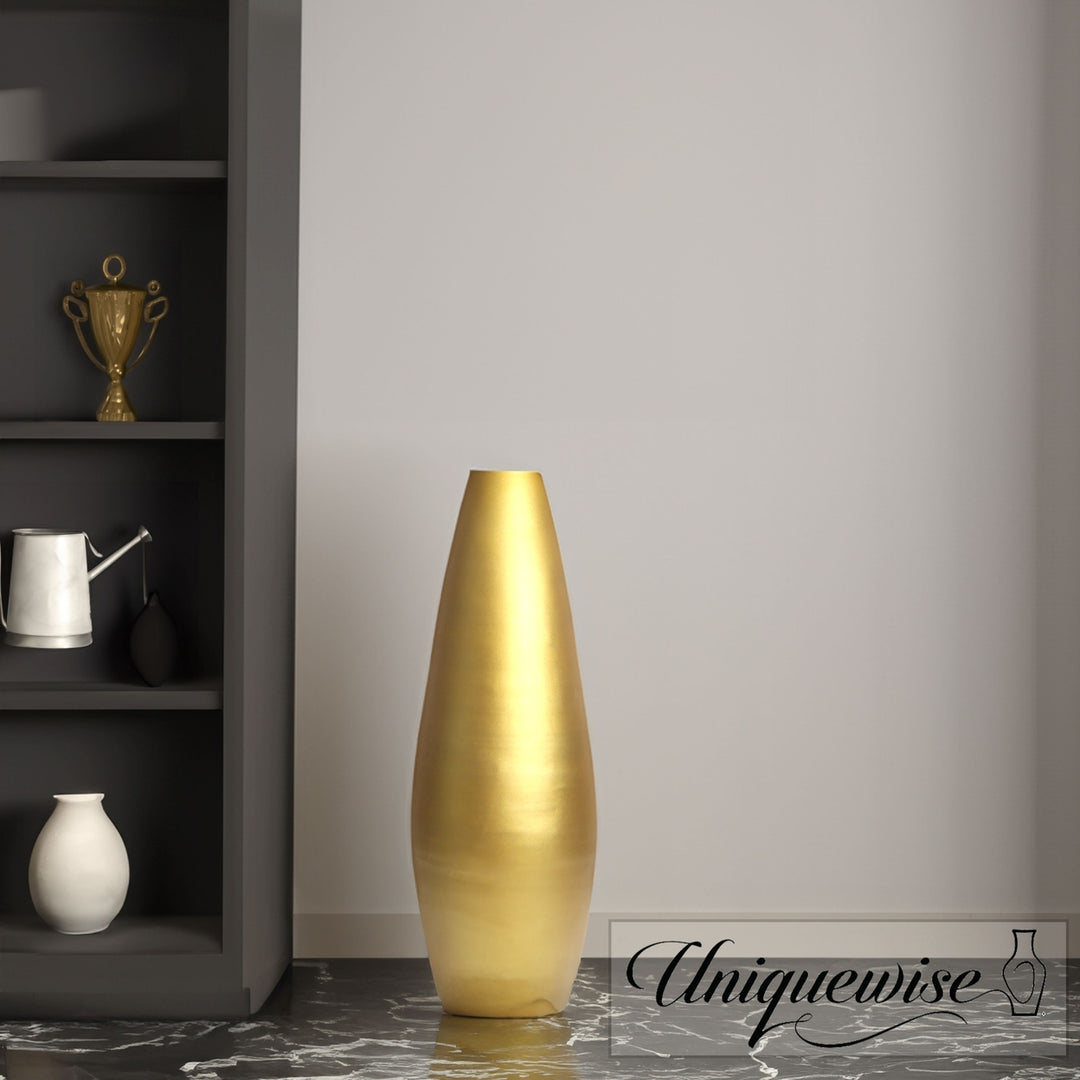 31.5" Spun Bamboo Tall Floor Vase - Sleek Metallic Finish, Elegant Home Decoration, Modern Accent Piece, Living Room Image 4
