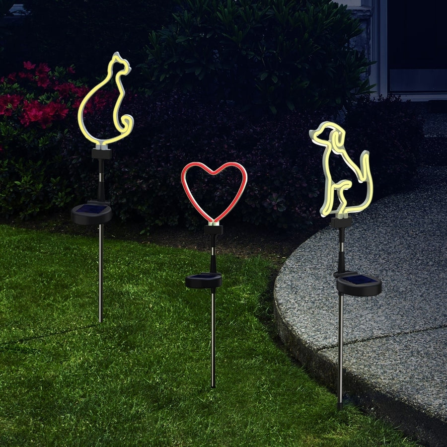 Solar LED Neon Outdoor Garden Dcor Stake Light - 4 Styles Image 1