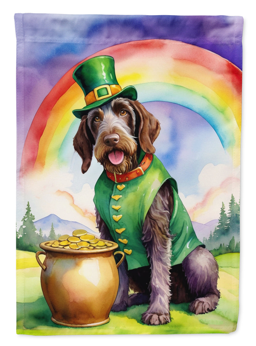 German Wirehaired Pointer St Patricks Day House Flag Image 1