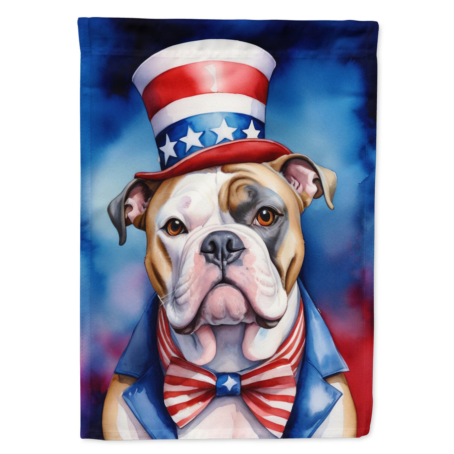 American Bulldog Patriotic American Garden Flag Image 1