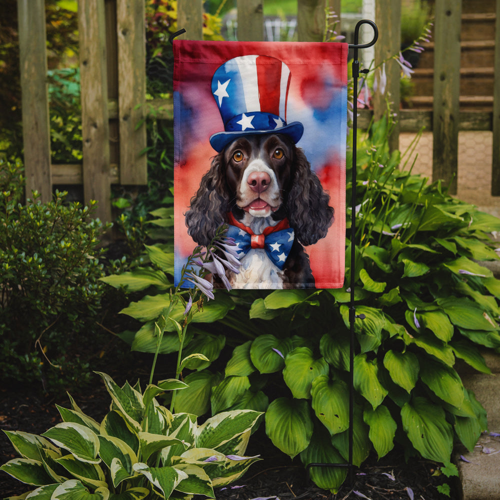 American Water Spaniel Patriotic American Garden Flag Image 2