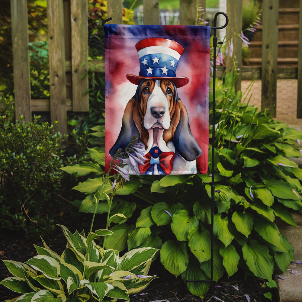 Basset Hound Patriotic American Garden Flag Image 2