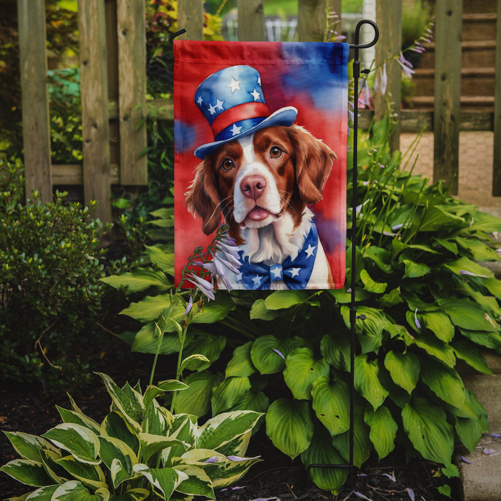 Brittany Spaniel Patriotic American Garden Flag Image 2