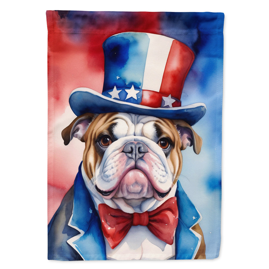 English Bulldog Patriotic American Garden Flag Image 1