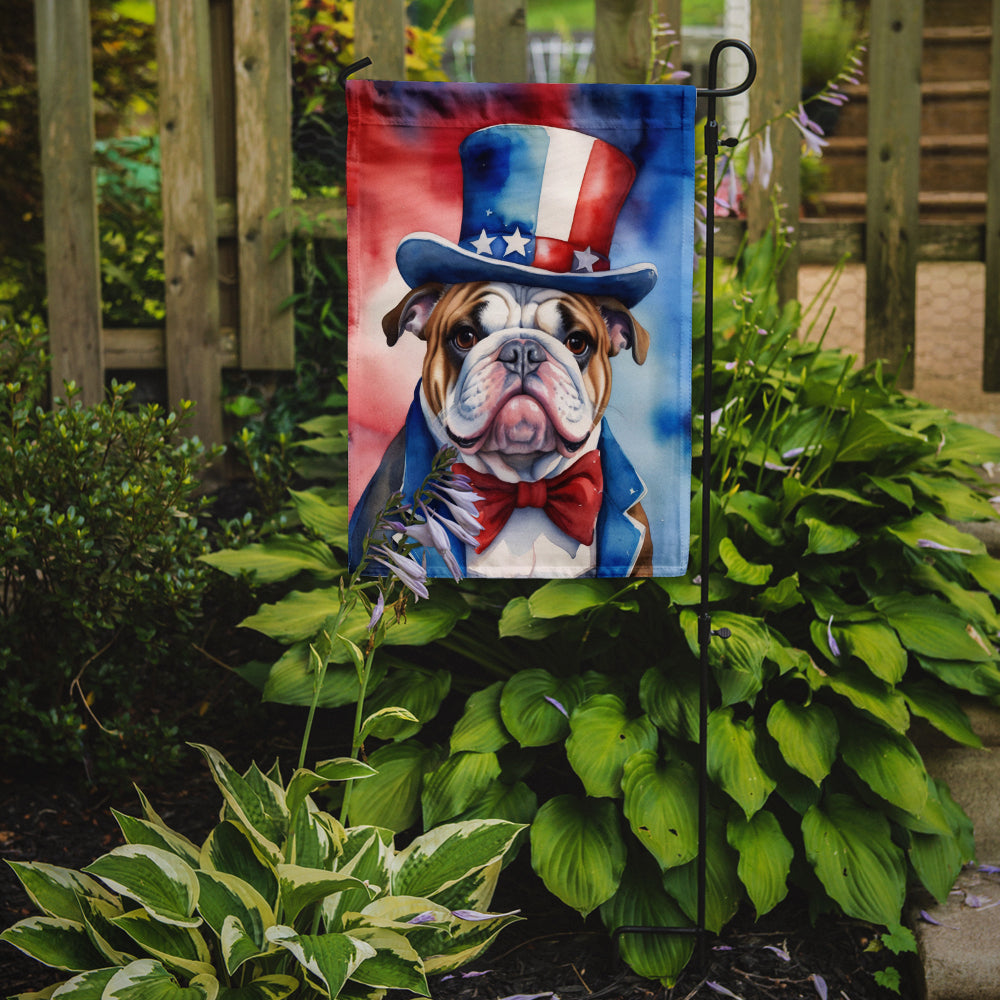 English Bulldog Patriotic American Garden Flag Image 2