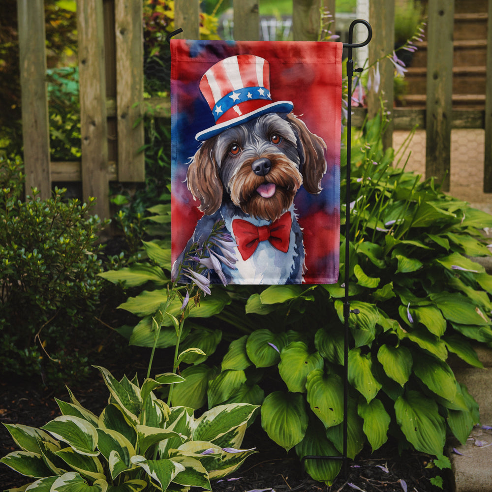 Wirehaired Pointing Griffon Patriotic American Garden Flag Image 2