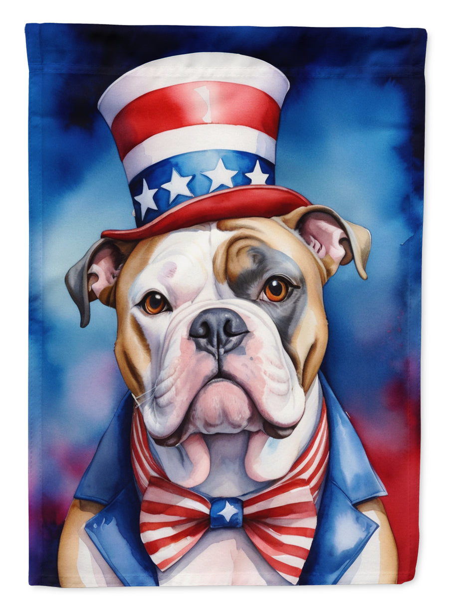 American Bulldog Patriotic American House Flag Image 1