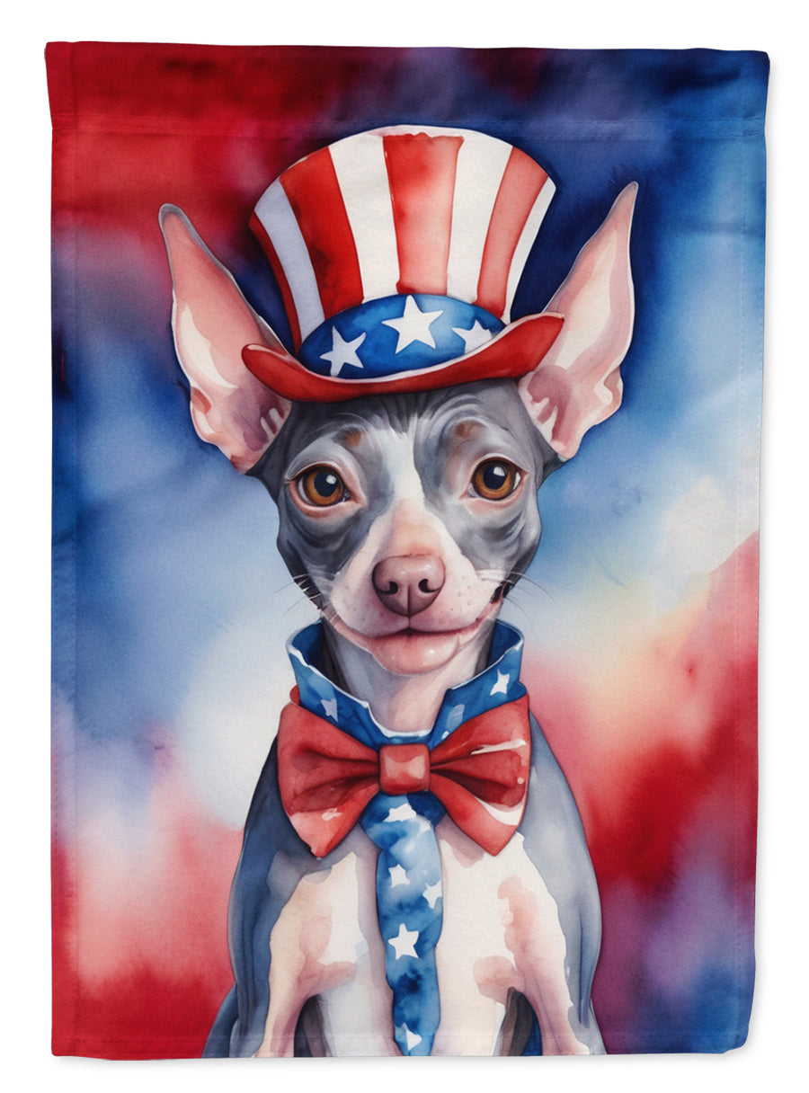 American Hairless Terrier Patriotic American House Flag Image 1