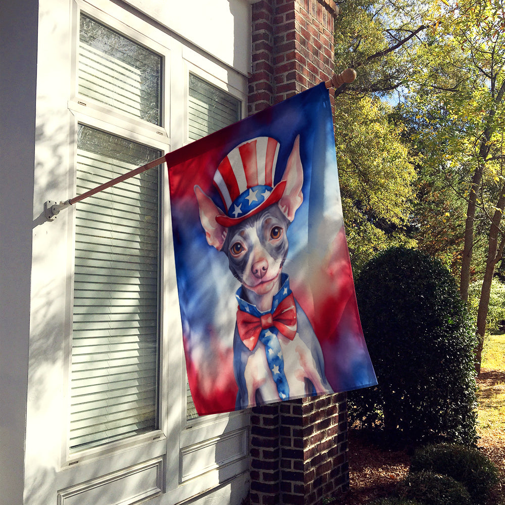 American Hairless Terrier Patriotic American House Flag Image 2