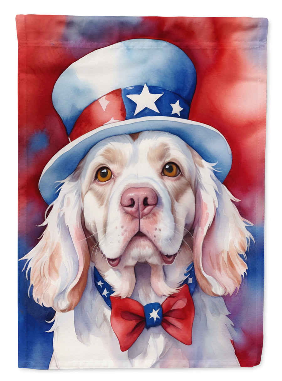 Clumber Spaniel Patriotic American House Flag Image 1