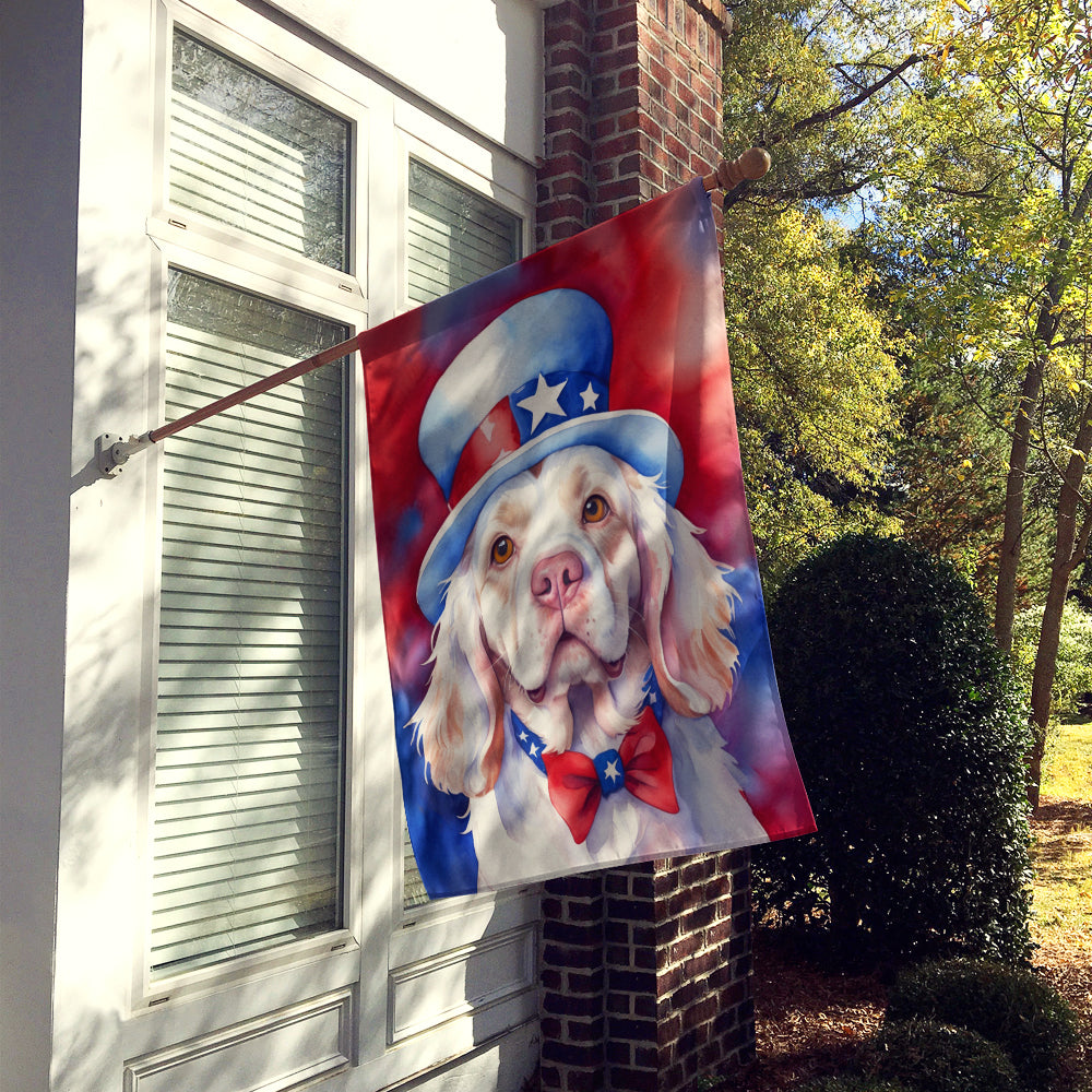 Clumber Spaniel Patriotic American House Flag Image 2