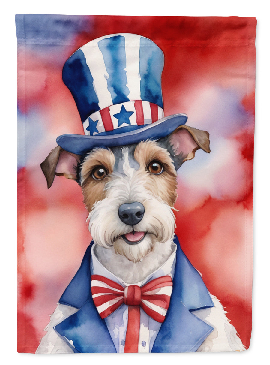 Fox Terrier Patriotic American House Flag Image 1