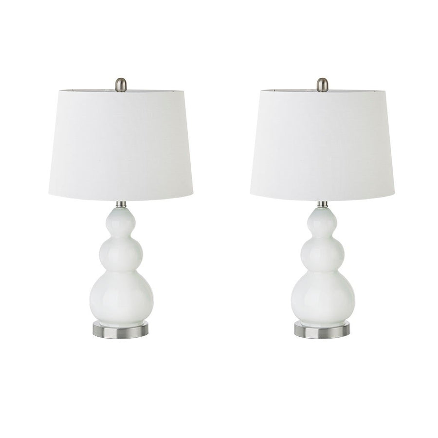Gracie Mills Elyse Curved Glass Table Lamp Set with White Tapered Drum Shade Set of 2 - GRACE-10766 Image 1