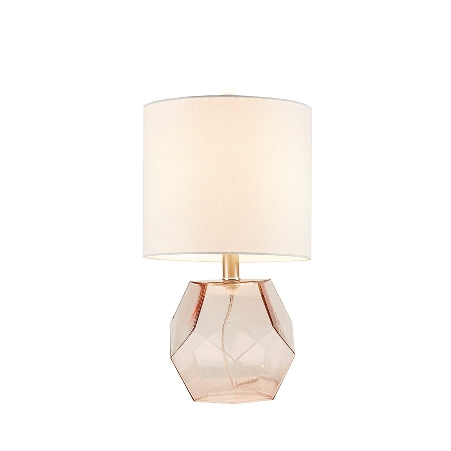 Gracie Mills Estes Elegant Pink Geometric Glass Table Lamp with White Shade - GRACE-12850 Image 1