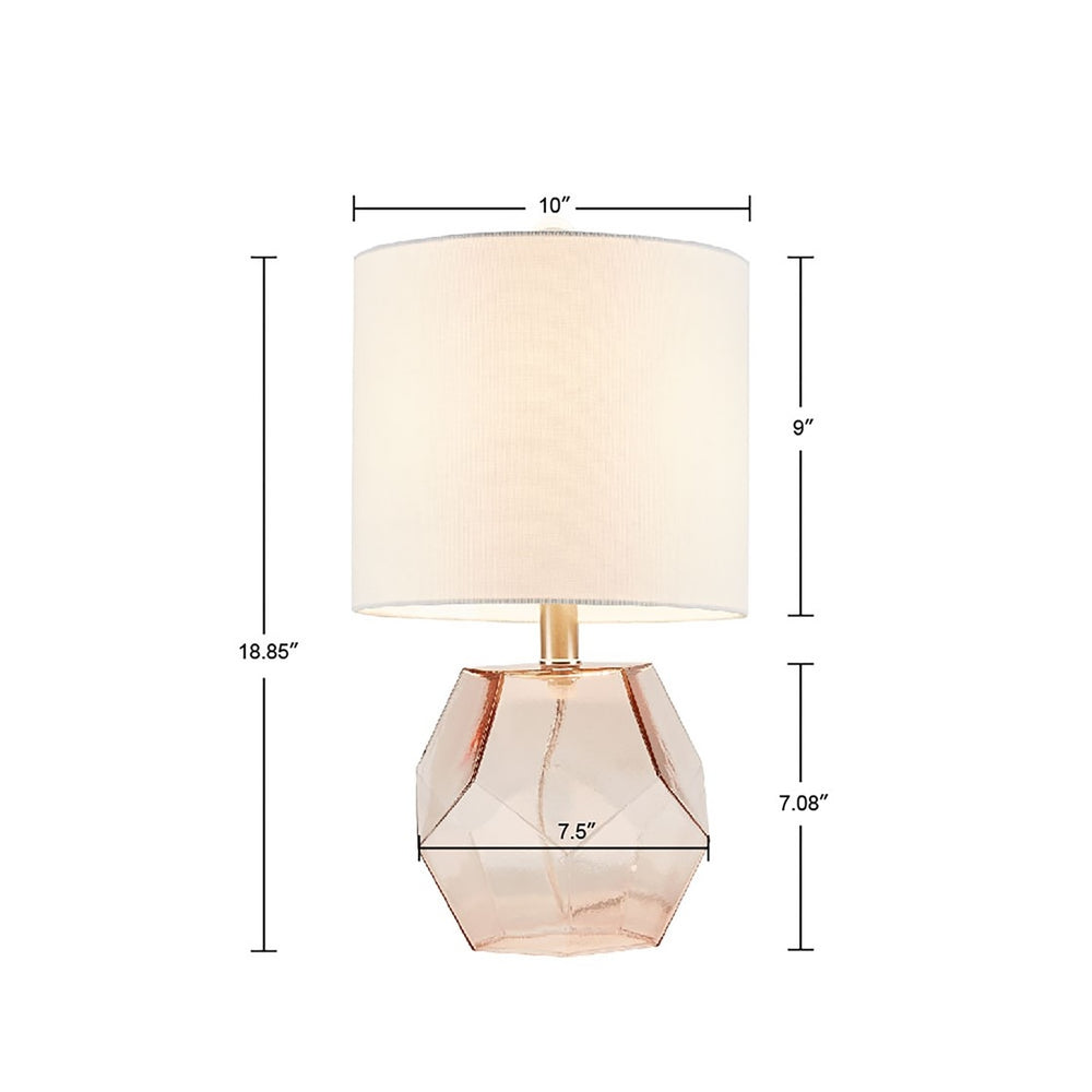 Gracie Mills Estes Elegant Pink Geometric Glass Table Lamp with White Shade - GRACE-12850 Image 2