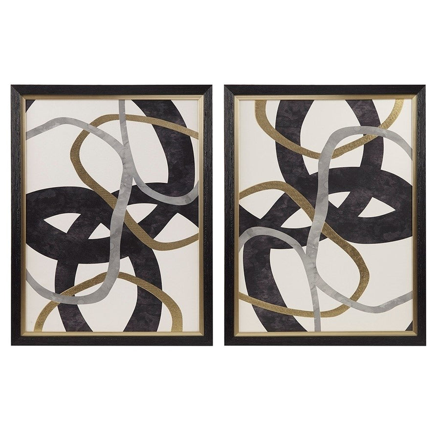 Gracie Mills Andrea Gilded Elegance 2-Piece Framed Abstract Canvas Wall Art Set - GRACE-14291 Image 1