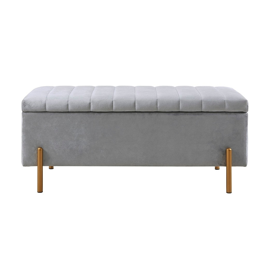 Gracie Mills Sephiran Quilted Storage Bench with Gold Legs - GRACE-14481 Image 1