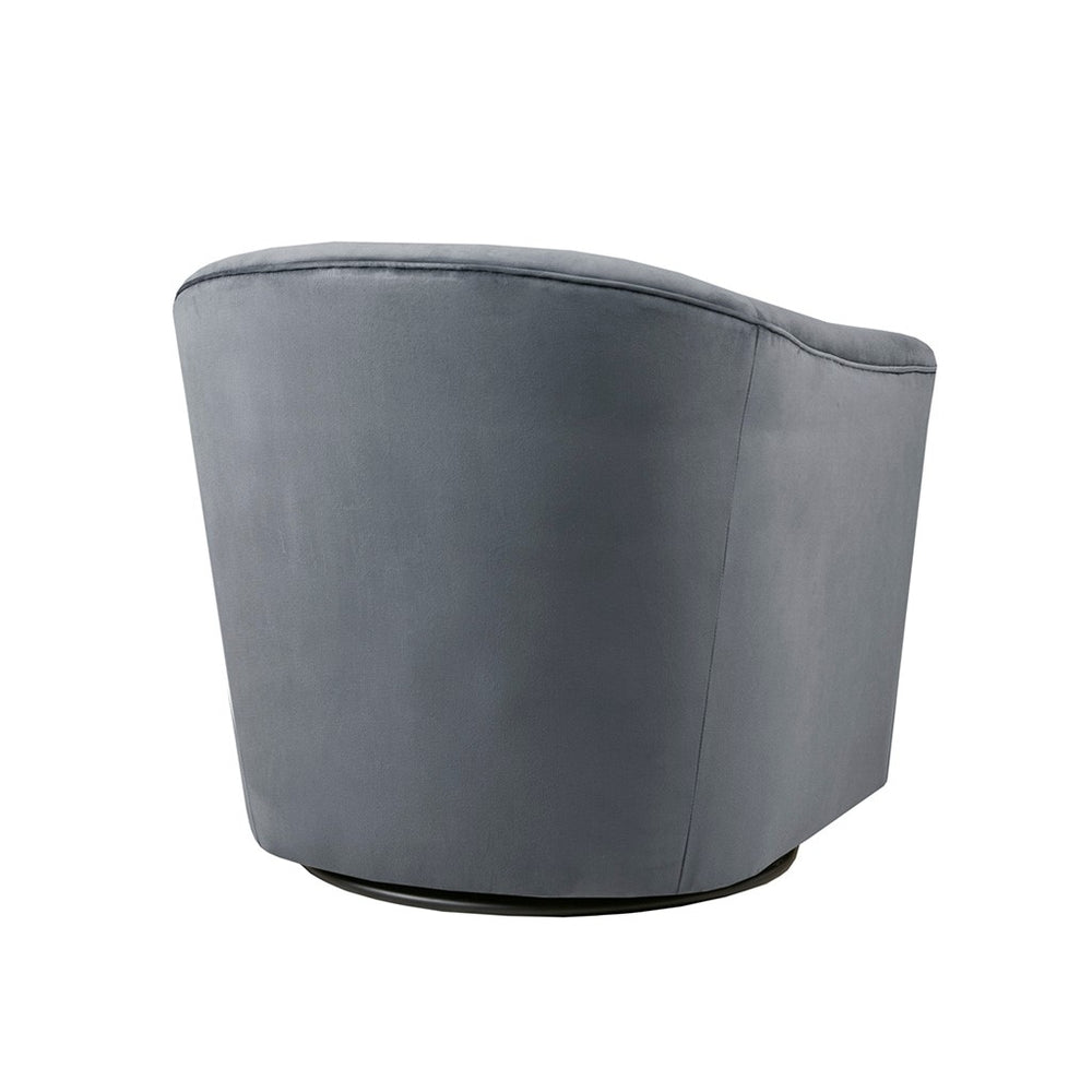 Gracie Mills Carley Grey Velvet Barrel Swivel Chair - GRACE-14814 Image 2