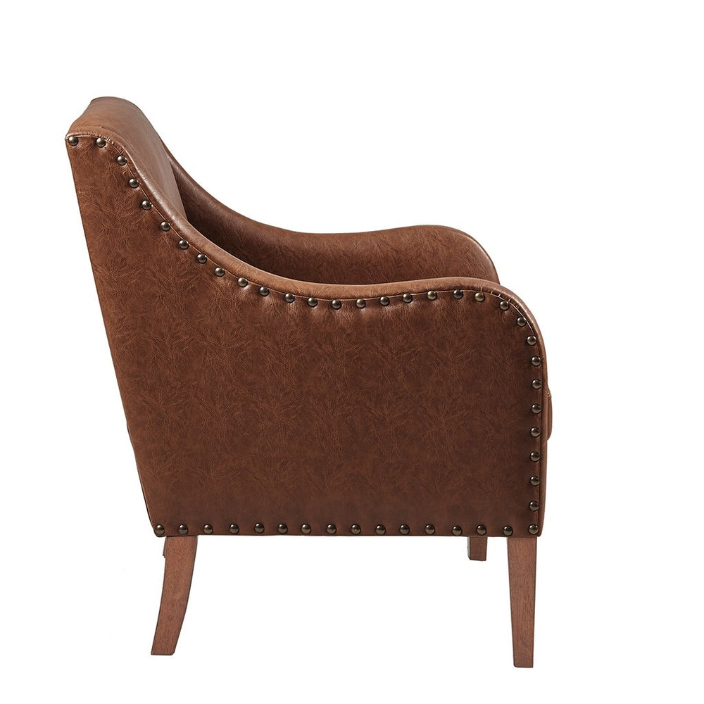 Gracie Mills Sebastian Brown Faux Leather Accent Chair - GRACE-15120 Image 2