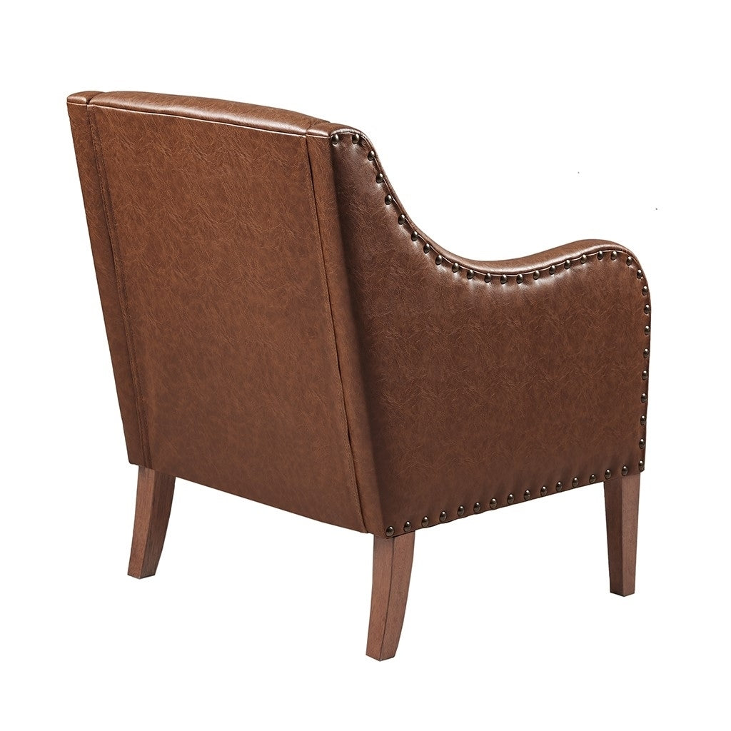 Gracie Mills Sebastian Brown Faux Leather Accent Chair - GRACE-15120 Image 3