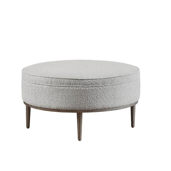 Gracie Mills Ortiz 34" Dia Upholstered Round Ottoman with Metal Base - GRACE-15237 Image 1