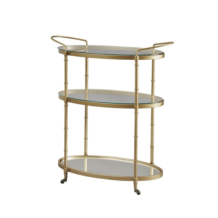 Gracie Mills Virginia Chic Rolling Beverage Cart with Glass Shelves - GRACE-6661 Image 1