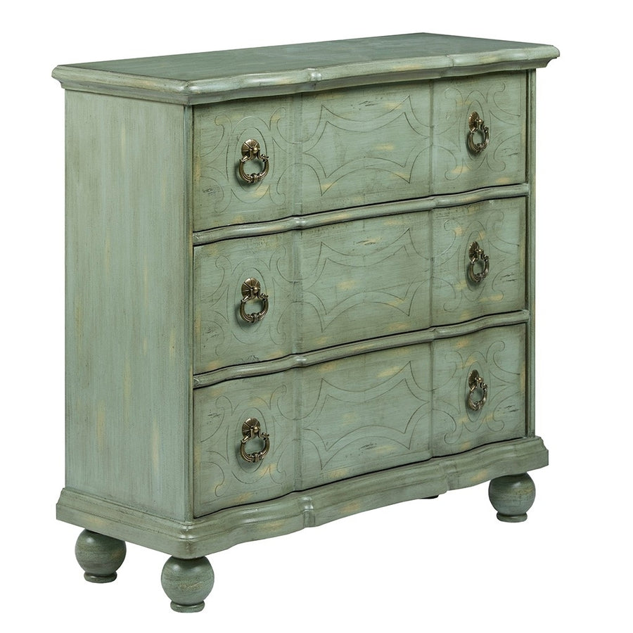 Gracie Mills Viera Hand-Painted Blue-Green Accent Chest with Scrolling Detail - GRACE-8124 Image 1