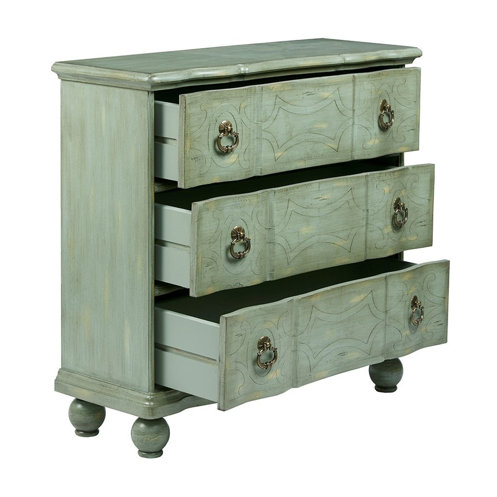 Gracie Mills Viera Hand-Painted Blue-Green Accent Chest with Scrolling Detail - GRACE-8124 Image 2